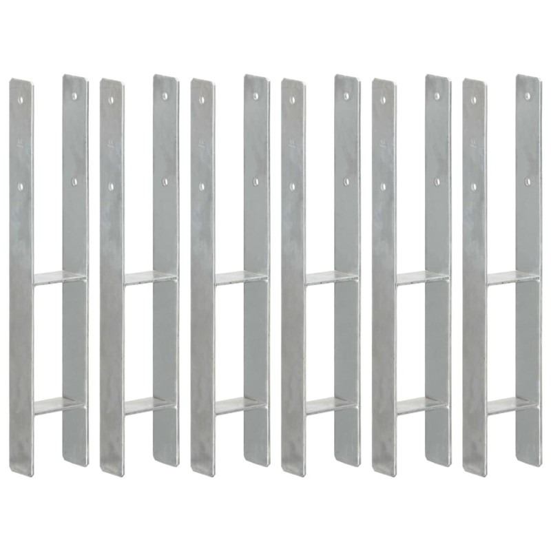 Pfostenträger 6 Stk. Silbern 9×6×60 cm Verzinkter Stahl Pfostenträger 6 Stk. Silbern 9×6×60 cm Verzinkter Stahl