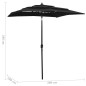 Sonnenschirm mit Aluminium-Mast 3-lagig Schwarz 2x2 m Sonnenschirm mit Aluminium-Mast 3-lagig Schwarz 2x2 m