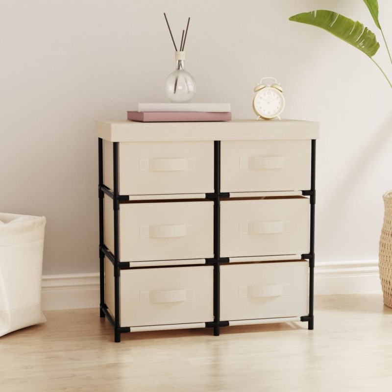 Lagerschrank mit 6 Schubladen 55×29×55 cm Creme Stahl Lagerschrank mit 6 Schubladen 55×29×55 cm Creme Stahl