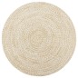 Teppich Handgefertigt Jute Weiß und Natur 90 cm Teppich Handgefertigt Jute Weiß und Natur 90 cm