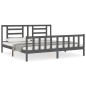 Massivholzbett mit Kopfteil Grau 200x200 cm Massivholzbett mit Kopfteil Grau 200x200 cm