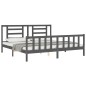 Massivholzbett mit Kopfteil Grau 200x200 cm Massivholzbett mit Kopfteil Grau 200x200 cm
