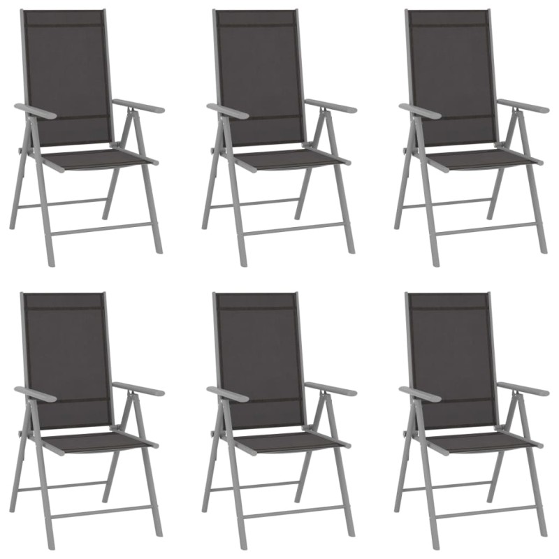 vidaXL Gartenstühle Klappbar 6 Stk. Textilene Schwarz vidaXL Gartenstühle Klappbar 6 Stk. Textilene Schwarz