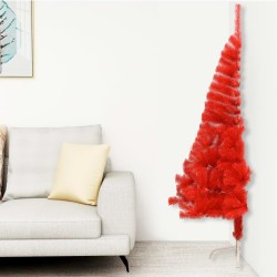 Künstlicher Halb-Weihnachtsbaum mit Ständer Rot 120 cm PVC