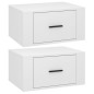 Wand-Nachttische 2 Stk. Hochglanz-Weiß 50x36x25 cm Wand-Nachttische 2 Stk. Hochglanz-Weiß 50x36x25 cm
