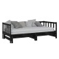 Tagesbett Ausziehbar Schwarz Kiefer Massivholz 2x(90x200) cm Tagesbett Ausziehbar Schwarz Kiefer Massivholz 2x(90x200) cm