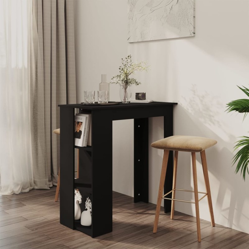 Bartisch mit Regal Schwarz 102x50x103,5 cm Holzwerkstoff Bartisch mit Regal Schwarz 102x50x103,5 cm Holzwerkstoff