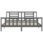 Massivholzbett mit Kopfteil Grau 200x200 cm Massivholzbett mit Kopfteil Grau 200x200 cm