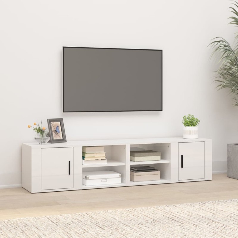 vidaXL TV-Schränke 2 Stk. Hochglanz-Weiß 80x31,5x36 cm Holzwerkstoff vidaXL TV-Schränke 2 Stk. Hochglanz-Weiß 80x31,5x36 cm Holzwerkstoff