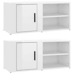 vidaXL TV-Schränke 2 Stk. Hochglanz-Weiß 80x31,5x36 cm Holzwerkstoff