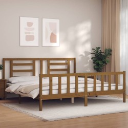 vidaXL Massivholzbett mit Kopfteil Honigbraun 200x200 cm