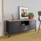 TV-Schrank Schwarz 110x30x43 cm Eisen und Massivholz Tanne TV-Schrank Schwarz 110x30x43 cm Eisen und Massivholz Tanne