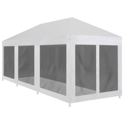 Partyzelt mit 8 Mesh-Seitenwänden 9 x 3 m
