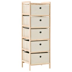 vidaXL Korb-Kommode mit 5 Stoffkörben Zedernholz Beige