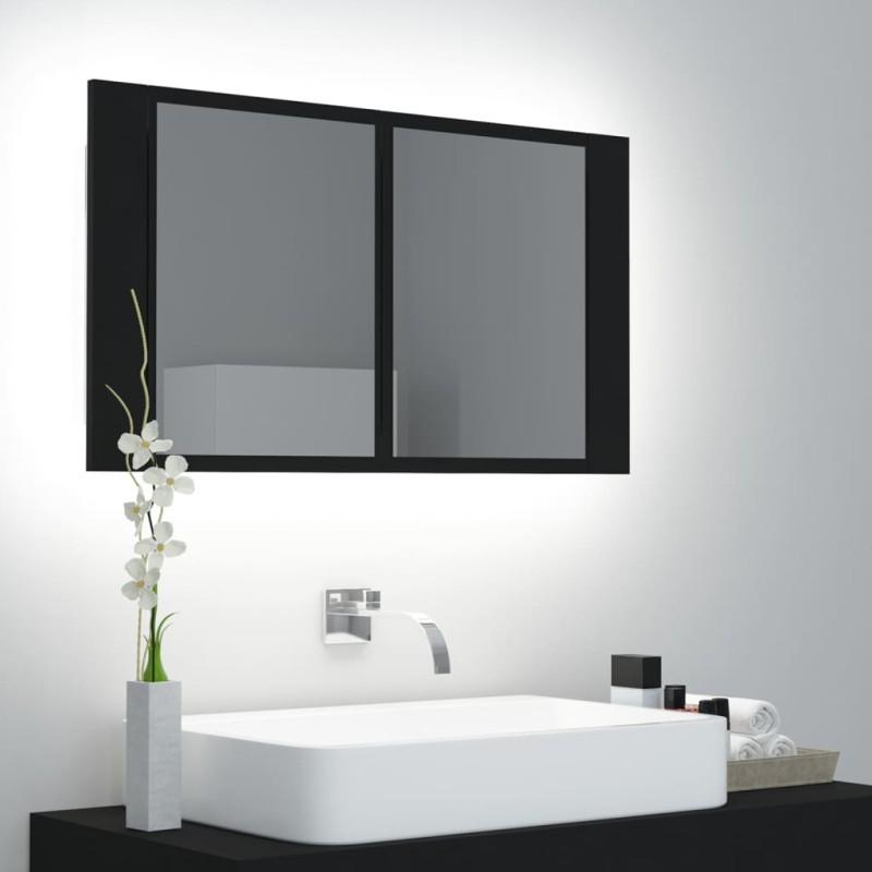 LED-Bad-Spiegelschrank Schwarz 80x12x45 cm Acryl LED-Bad-Spiegelschrank Schwarz 80x12x45 cm Acryl