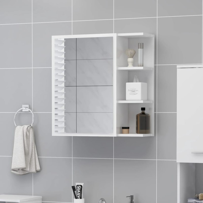 Bad-Spiegelschrank Hochglanz-Weiß 62,5x20,5x64 cm Holzwerkstoff Bad-Spiegelschrank Hochglanz-Weiß 62,5x20,5x64 cm Holzwerkstoff