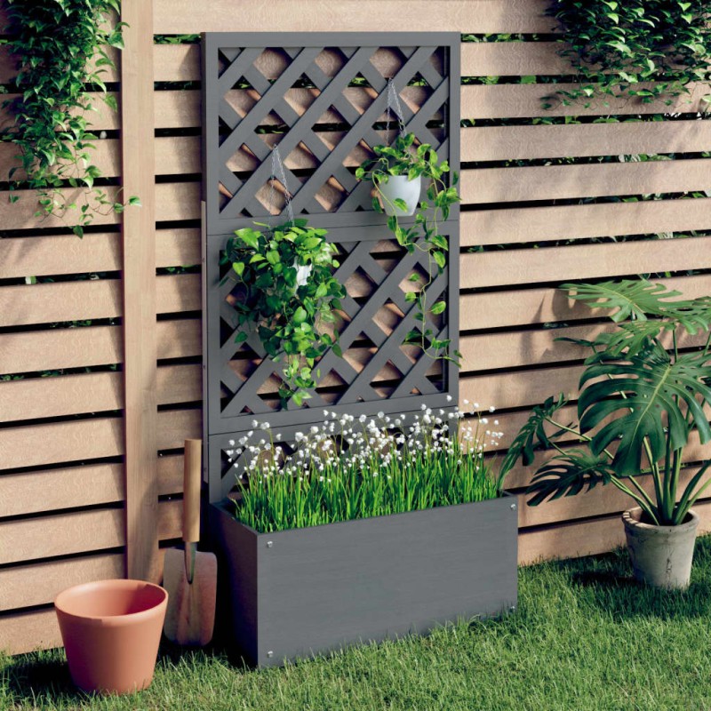 Blumenkasten mit Rankgitter Grau 65x33x135 cm WPC Blumenkasten mit Rankgitter Grau 65x33x135 cm WPC