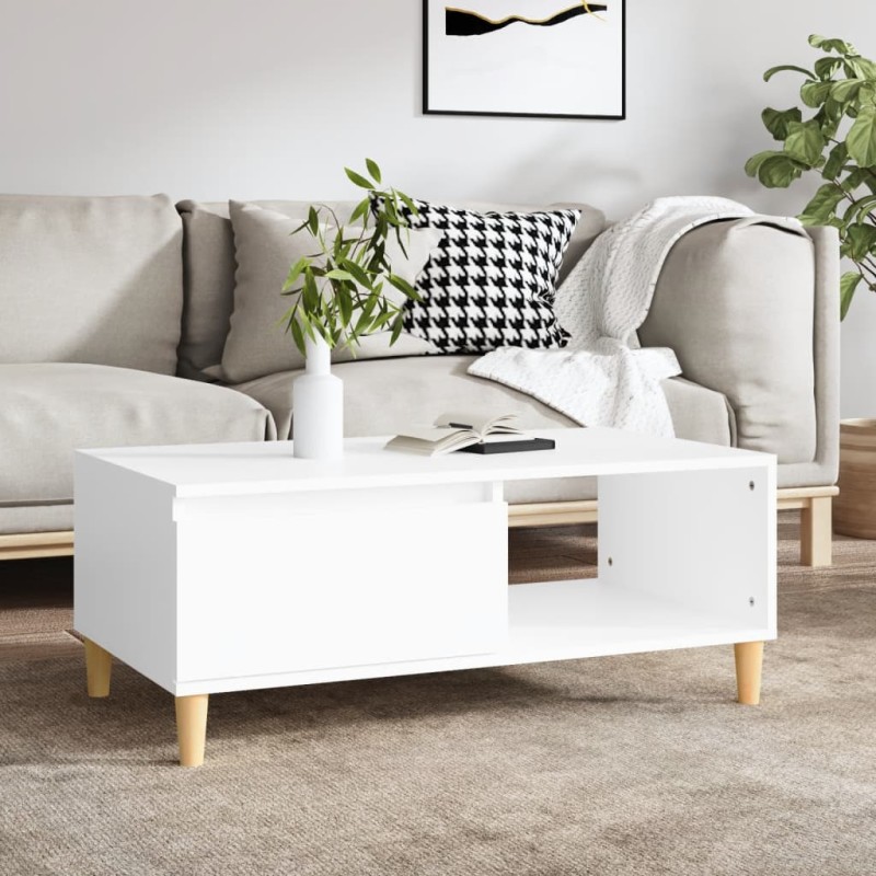 Couchtisch Weiß 90x50x36,5 cm Holzwerkstoff Couchtisch Weiß 90x50x36,5 cm Holzwerkstoff