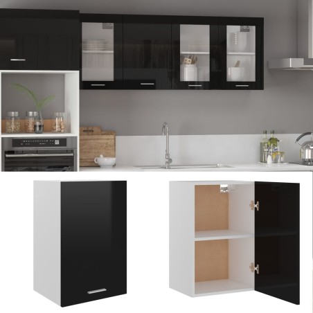 Hängeschrank Hochglanz-Schwarz 39,5x31x60 cm Holzwerkstoff