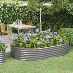 Hochbeet Pulverbeschichteter Stahl 214x140x36 cm Grau