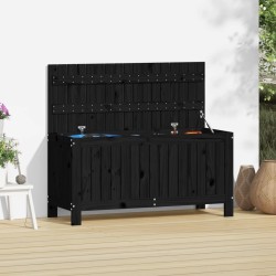 Gartentruhe Schwarz 108x42,5x54 cm Massivholz Kiefer