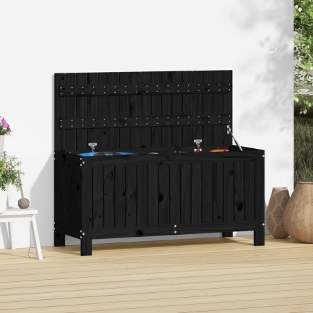 Gartentruhe Schwarz 108x42,5x54 cm Massivholz Kiefer