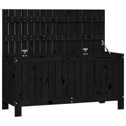 Gartentruhe Schwarz 108x42,5x54 cm Massivholz Kiefer