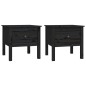 Beistelltische 2 Stk. Schwarz 50x50x49 cm Massivholz Kiefer Beistelltische 2 Stk. Schwarz 50x50x49 cm Massivholz Kiefer