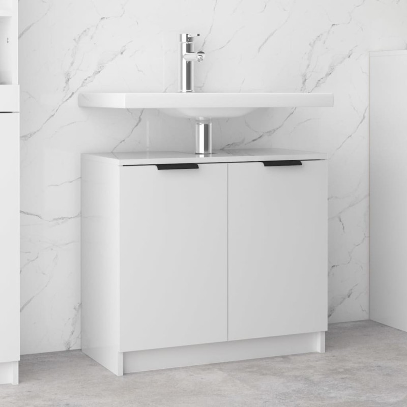 Badschrank Hochglanz-Weiß 64,5x33,5x59 cm Holzwerkstoff Badschrank Hochglanz-Weiß 64,5x33,5x59 cm Holzwerkstoff