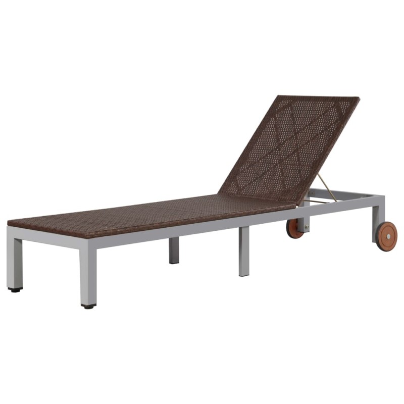 Sonnenliege mit Rollen Poly Rattan Braun Sonnenliege mit Rollen Poly Rattan Braun