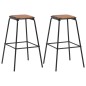 Barhocker 2 Stk. Schwarz Kiefer-Massivholz und Stahl Barhocker 2 Stk. Schwarz Kiefer-Massivholz und Stahl