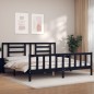 Massivholzbett mit Kopfteil Schwarz 200x200 cm Massivholzbett mit Kopfteil Schwarz 200x200 cm