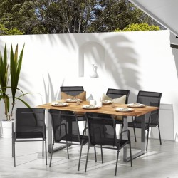 vidaXL Gartenstühle 6 Stk. Stahl und Textilene Schwarz