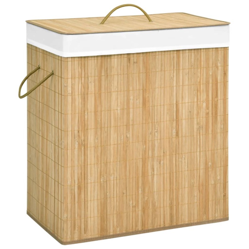 vidaXL Bambus-Wäschekorb mit 2 Fächern 100 L vidaXL Bambus-Wäschekorb mit 2 Fächern 100 L
