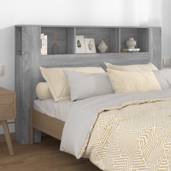 Kopfteil mit Ablagen Grau Sonoma 160x18,5x104,5 cm