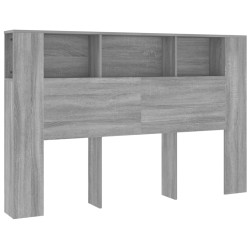 Kopfteil mit Ablagen Grau Sonoma 160x18,5x104,5 cm
