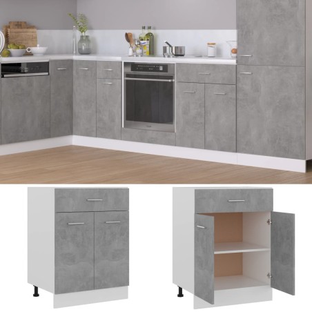 Schubunterschrank Betongrau 60x46x81,5 cm Holzwerkstoff
