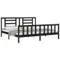 Massivholzbett mit Kopfteil Schwarz 200x200 cm Massivholzbett mit Kopfteil Schwarz 200x200 cm