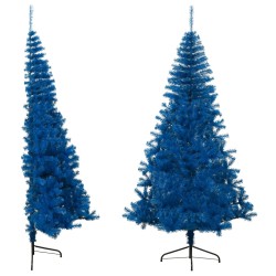 Künstlicher Halb-Weihnachtsbaum mit Ständer Blau 210 cm PVC