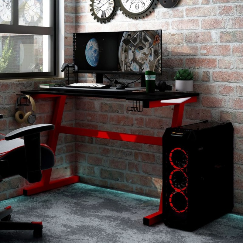 Gaming-Schreibtisch mit LED und Z-Gestell Schwarz 110x60x75 cm Gaming-Schreibtisch mit LED und Z-Gestell Schwarz 110x60x75 cm