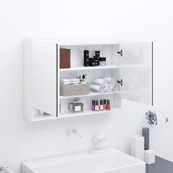 vidaXL Spiegelschrank fürs Bad 80x15x60 cm MDF Glänzend Weiß