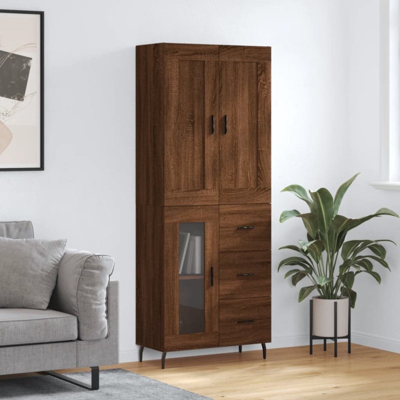Highboard Braun Eichen-Optik 69,5x34x180 cm Holzwerkstoff Highboard Braun Eichen-Optik 69,5x34x180 cm Holzwerkstoff