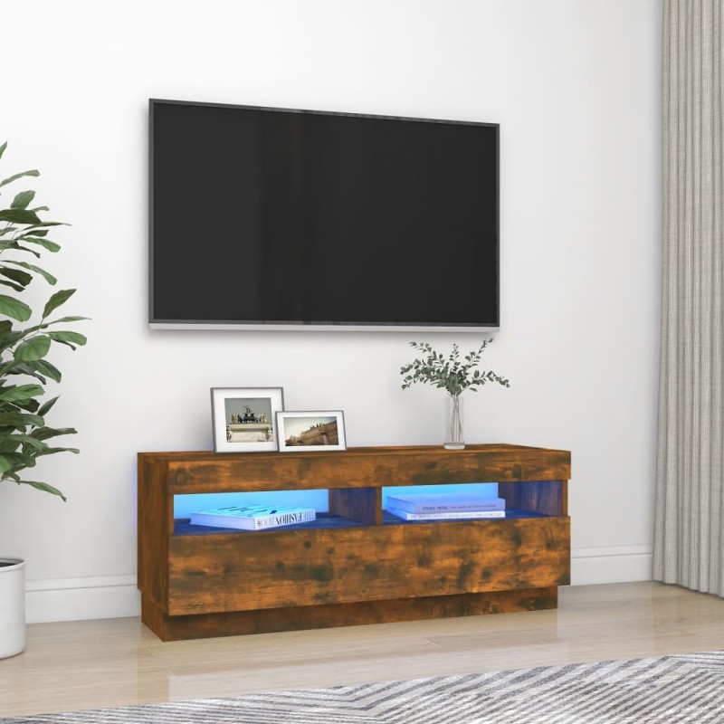TV-Schrank mit LED-Leuchten Räuchereiche 100x35x40 cm TV-Schrank mit LED-Leuchten Räuchereiche 100x35x40 cm