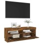 TV-Schrank mit LED-Leuchten Räuchereiche 100x35x40 cm TV-Schrank mit LED-Leuchten Räuchereiche 100x35x40 cm