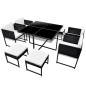 vidaXL 9-tlg. Garten-Essgruppe mit Kissen Poly Rattan Schwarz vidaXL 9-tlg. Garten-Essgruppe mit Kissen Poly Rattan Schwarz
