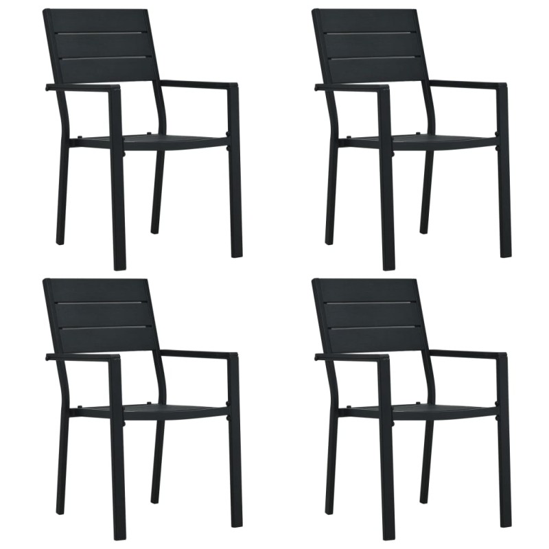 vidaXL Gartenstühle 4 Stk. Schwarz HDPE Holz-Optik vidaXL Gartenstühle 4 Stk. Schwarz HDPE Holz-Optik