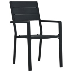 vidaXL Gartenstühle 4 Stk. Schwarz HDPE Holz-Optik 