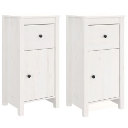 Sideboards 2 Stk. Weiß 40x35x80 cm Massivholz Kiefer