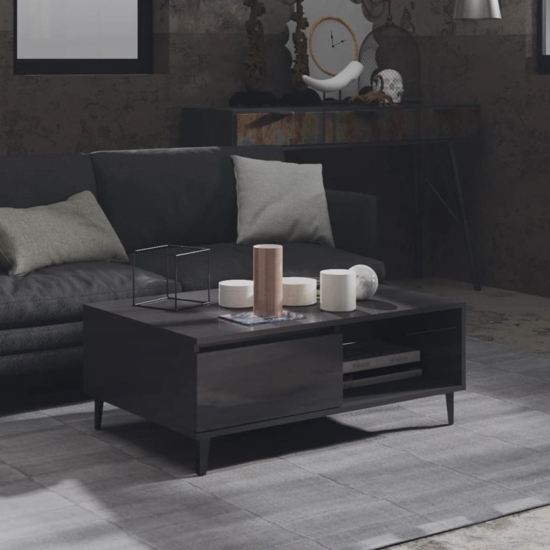 Couchtisch Hochglanz-Grau 90x60x35 cm Holzwerkstoff Couchtisch Hochglanz-Grau 90x60x35 cm Holzwerkstoff