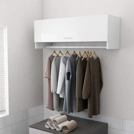vidaXL Kleiderschrank Hochglanz-Weiß 100x32,5x35 cm Holzwerkstoff